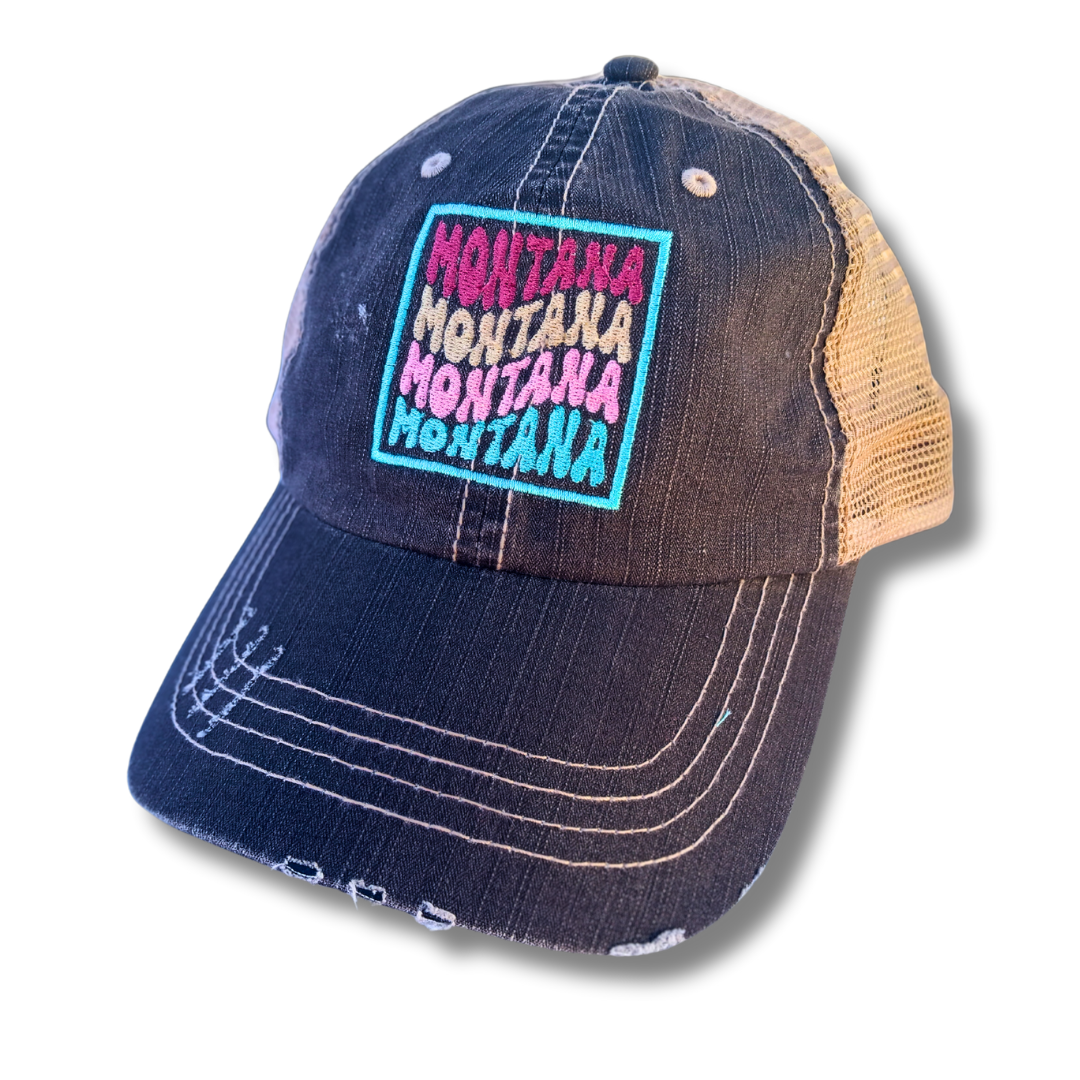 Retro Montana Distressed Trucker Hat – Your Hats MT