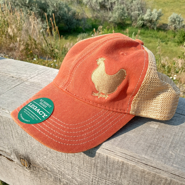 backyard chicken embroidered cap hat for homesteaders on legacy old favorite trucker cap