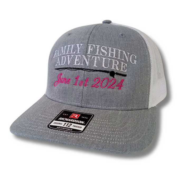 customized family fishing caps with pole and date