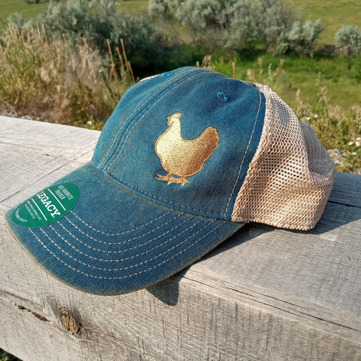 backyard chicken embroidered cap hat for homesteaders on legacy old favorite trucker cap