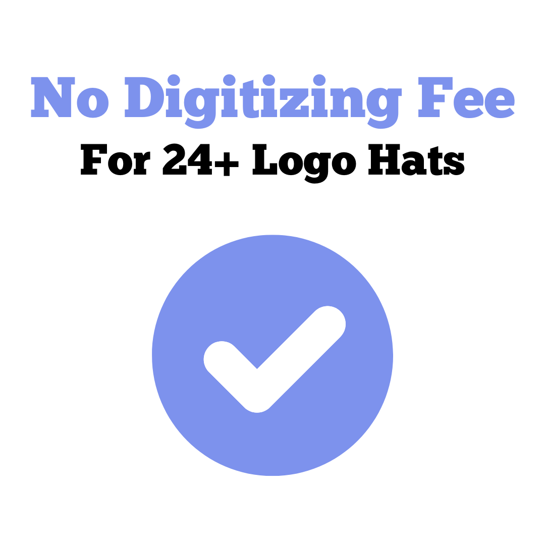 No digitizing fee for 24+ fast logo hats