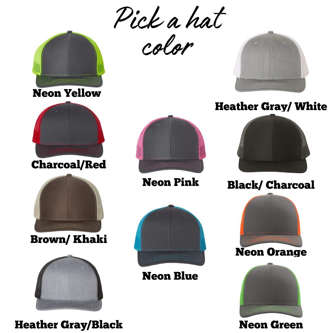 richardson 112 Hat color chart for custom text embroidery