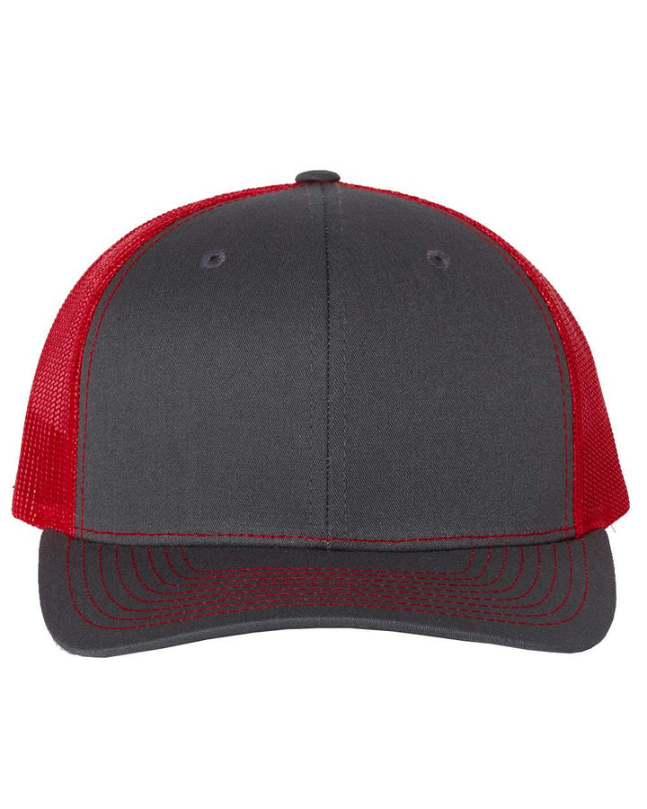 Red and Gray Richardson Trucker Hat with your logo